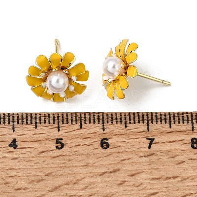 Brass Enamel Stud Earrings KK-CBA8324-27G-02-1