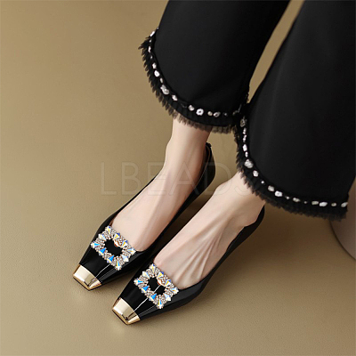 2Pcs Alloy & Glass Shoe Buckle Clips AJEW-WR0002-33-1