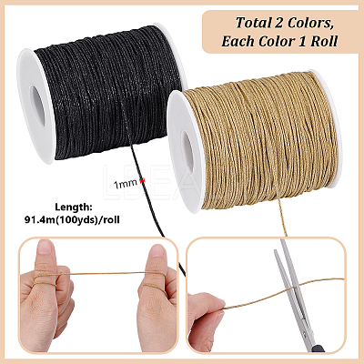 2 Rolls 2 Colors Waxed Cotton Cords YC-PH0001-52F-1