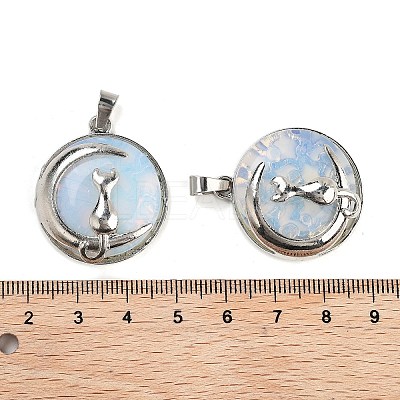 Opalite Flat Round Pendants X-FIND-A043-11P-1