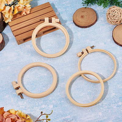 Plastic Imitation Bamboo Cross Stitch Embroidery Hoops TOOL-TADJ0001-03B-1