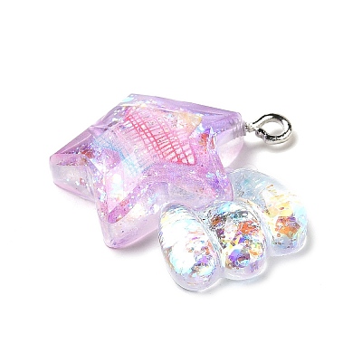 Transparent Resin Pendants RESI-H036-01B-1