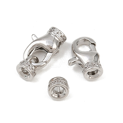 Brass Micro Pave Clear Cubic Zirconia Cord Ends KK-C136-01P-1