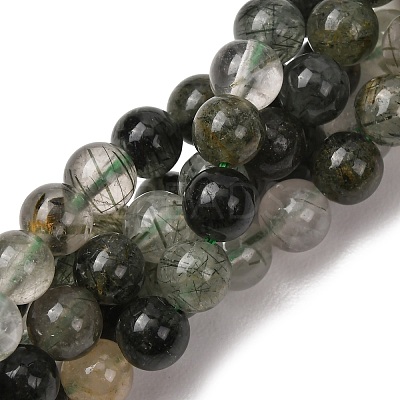 Natural Green Rutilated Quartz Beads Strands G-E561-14-6mm-1