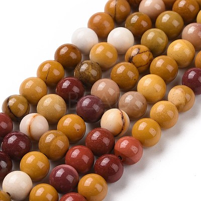 Natural Mookaite Round Bead Strands G-P072-34-6mm-1