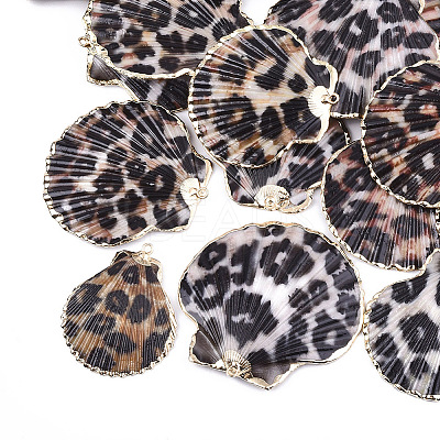 Spray Paint & Electroplate Sea Shell Pendants X-SSHEL-S262-04A-1