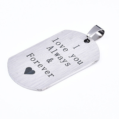 Non-Tarnish 201 Stainless Steel Quote Pendants STAS-T044-225P-1