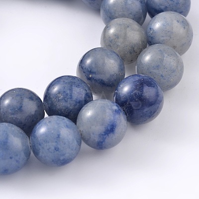 Dyed & Heated Natural Blue Aventurine Round Bead Strands G-M248-8mm-01-1