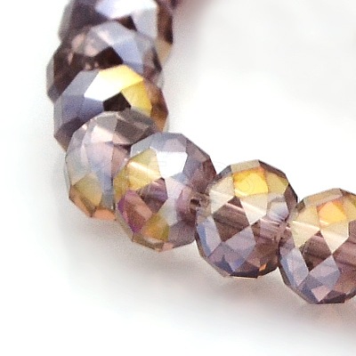 Half Rainbow Plated Faceted Rondelle Electroplate Glass Beads Strands GLAA-A024D-HR06-1