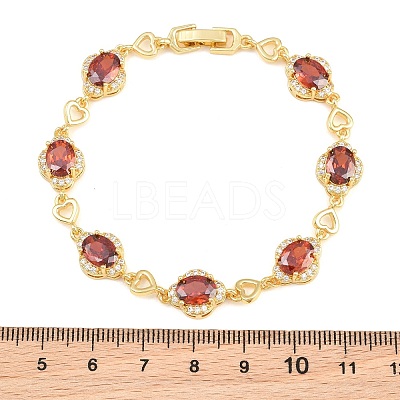 Brass Pave Cubic Zirconia Heart Flower Link Chain Bracelets for Women KK-CBA68DA-13G-01-1