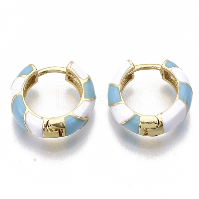 Brass Huggie Hoop Earrings EJEW-S209-04C-1