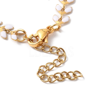 Enamel Ear of Wheat Link Chain Necklace NJEW-P220-02G-05-1