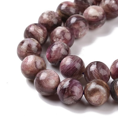 Natural Lepidolite/Purple Mica Stone Beads Strands G-G925-02A-1