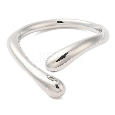 Brass Snake Open Cuff Rings for Women RJEW-G288-06P-1