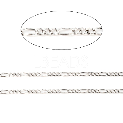 Anti-Tarnish Rhodium Plated 925 Sterling Silver Figaro Chains STER-F052-03P-1