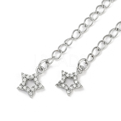 Brass Micro Pave Cubic Zirconia Ends with Chains KK-U043-02P-1
