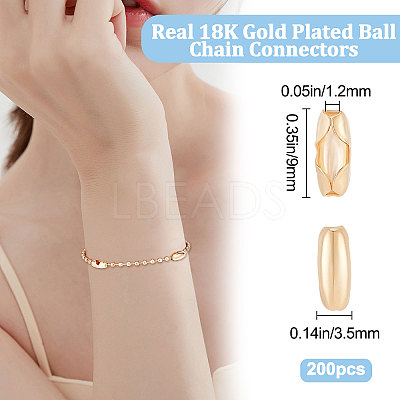 200Pcs Brass Ball Chain Connectors KK-BBC0004-70-1
