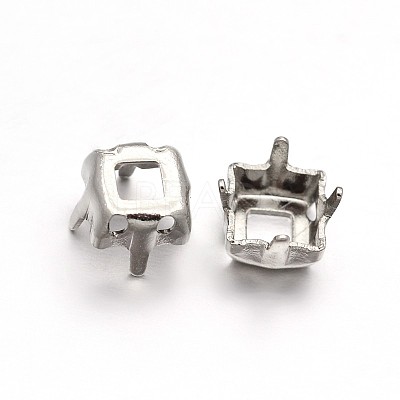 Square Brass Sew on Prong Settings KK-N0084-A07-10x10-1