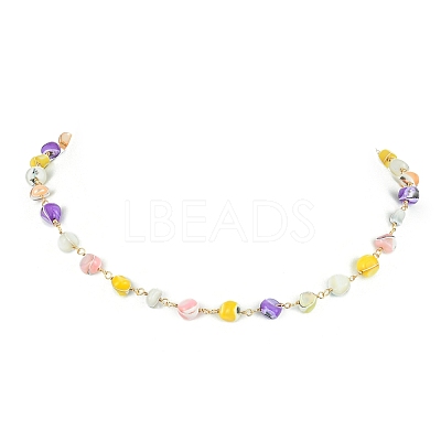 Natural Shell Nugget Beaded Chain Necklaces NJEW-JN04358-1