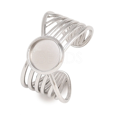 304 Stainless Steel Open Cuff Ring Components STAS-F366-06A-P-1