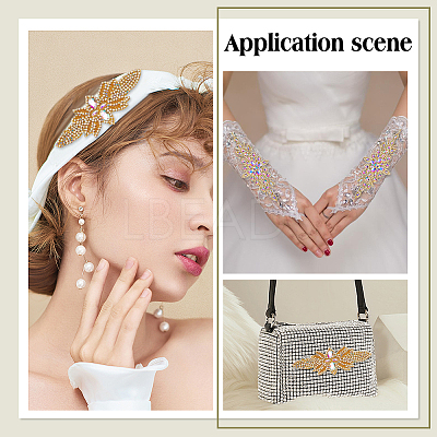 2Pcs 2 Style Flower Pattern Hotfix Rhinestone DIY-WR0003-50-1