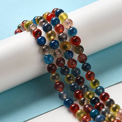 Natural Dyed & Heated Runny Agate Beads Strands G-K356-A01-01-1