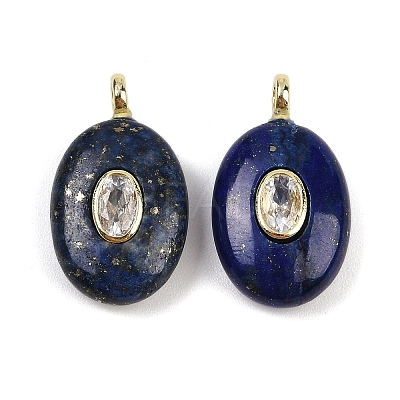 Natural Lapis Lazuli & Cubic Zirconia Pendants G-Z076-01G-11-1