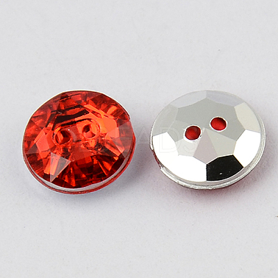 2-Hole Taiwan Acrylic Rhinestone Flat Round Buttons BUTT-F015-21mm-03-1