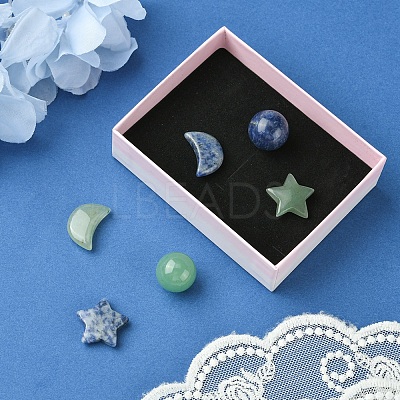 Natural Gemstone Healing Moon & Star & Round Ornaments AJEW-FS0001-12A-1