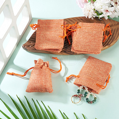 20Pcs Rectangle Polyester Imitation Burlap Packing Pouches Drawstring Bags ABAG-TA0001-96B-1