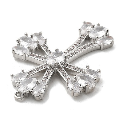 Brass Micro Pave Clear Cubic Zirconia Pendants KK-L228-03P-04-1