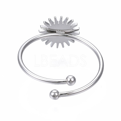 Non-Tarnish 304 Stainless Steel Open Cuff Finger Ring Cabochon Settings STAS-T060-12P-1