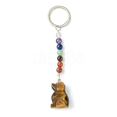 Dog Natural Gemstone Keychain KEYC-F040-06-1