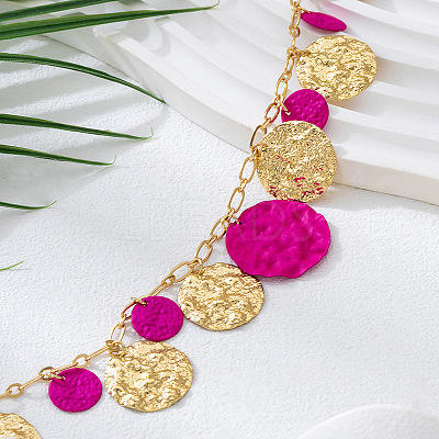 Alloy Textured Disc Tassel Anklets FS-WG7E5E5-01-1