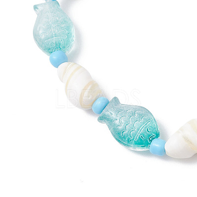 2Pcs 2 Styles Natural Shell & Glass & Glass Seed Beaded Stretch Bracelets Set BJEW-JB12209-1