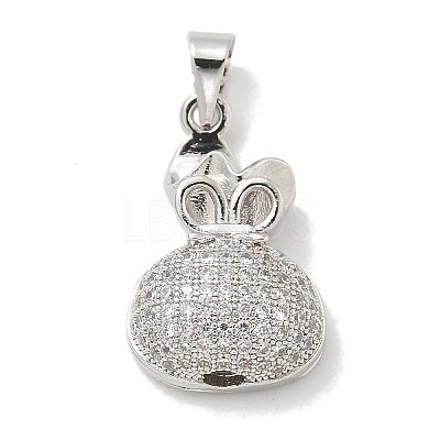 Rack Plating Brass Micro Pave Cubic Zirconia Pendants KK-L224-054P-1