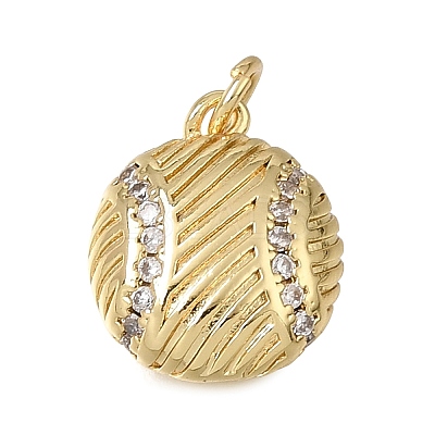 Brass Micro Pave Clear Cubic Zirconia Charms CU-CBAEEA8-27G-1