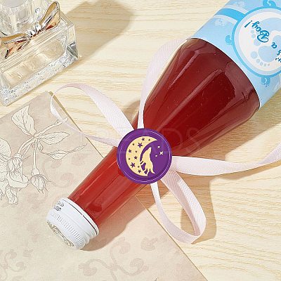 Brass Wax Seal Stamps with Wood Handle AJEW-WH0412-0104-1