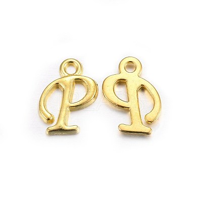 Golden Plated Alloy Letter Pendants PALLOY-J718-01G-P-1
