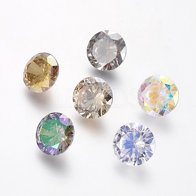 Electroplated Cubic Zirconia Pointed Back Cabochons ZIRC-I024-05-1