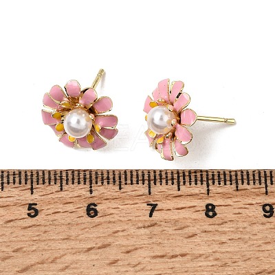 Brass Enamel Stud Earrings KK-CBA8324-27G-1