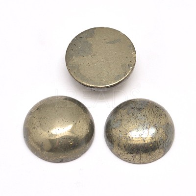Half Round Natural Pyrite Cabochons X-G-I125-09-10x4mm-1