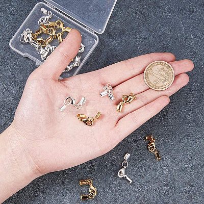 Rack Plating Brass Lobster Claw Clasps with Clip Ends KK-PH0035-34-WH-1