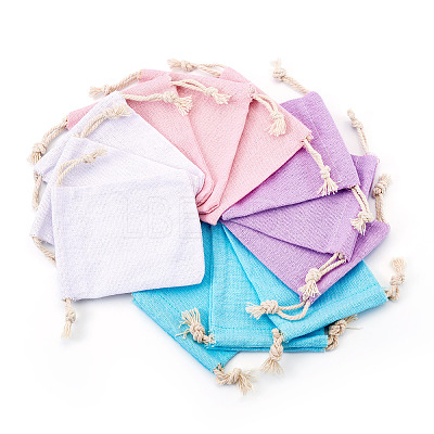 12Pcs 4 Colors Rectangle Cloth Packing Pouches ABAG-TA0001-78-1