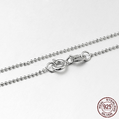 Anti-Tarnish Trendy Rhodium Plated 925 Sterling Silver Ball Chain Necklaces STER-M050-1.0B-09-1