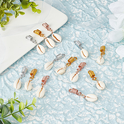 Cowrie Shell Braiding Hair Pendants Decoration OHAR-AB00017-1