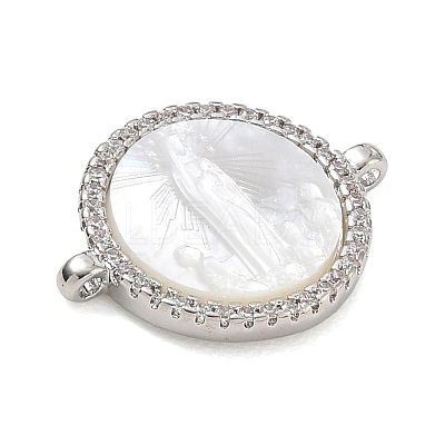 Rack Plating Brass Micro Pave Clear Cubic Zirconia Connector Charms CU-CBA01AA-23P-1