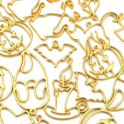 16Pcs 8 Style Halloween Theme Alloy Open Back Bezel Pendants PALLOY-CJ0002-14-1