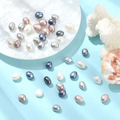 40Pcs 4 Colors Natural Cultured Freshwater Pearl Beads PEAR-YW0001-06-1