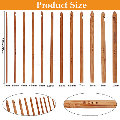 24Pcs Carbonized Bamboo Knitting Needles TOOL-CL0001-10-1